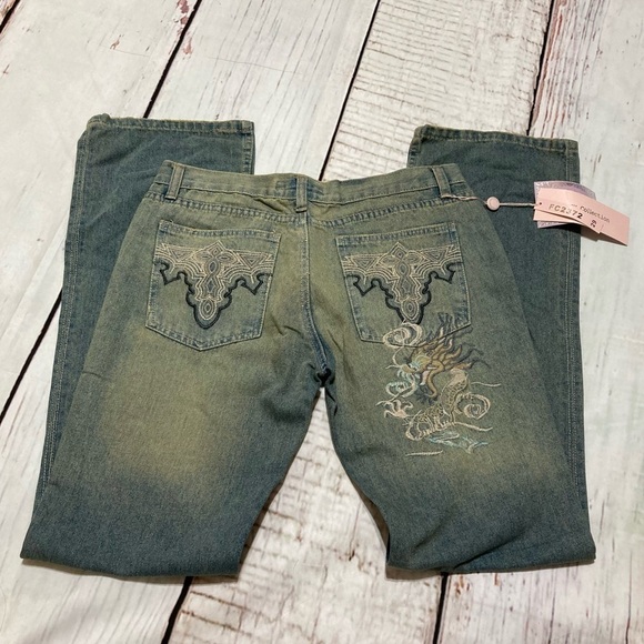 FANCY COLLECTION JEANS dirty wash women’s boot cut flare Vintage Y2K size 29 NWT - Picture 8 of 14